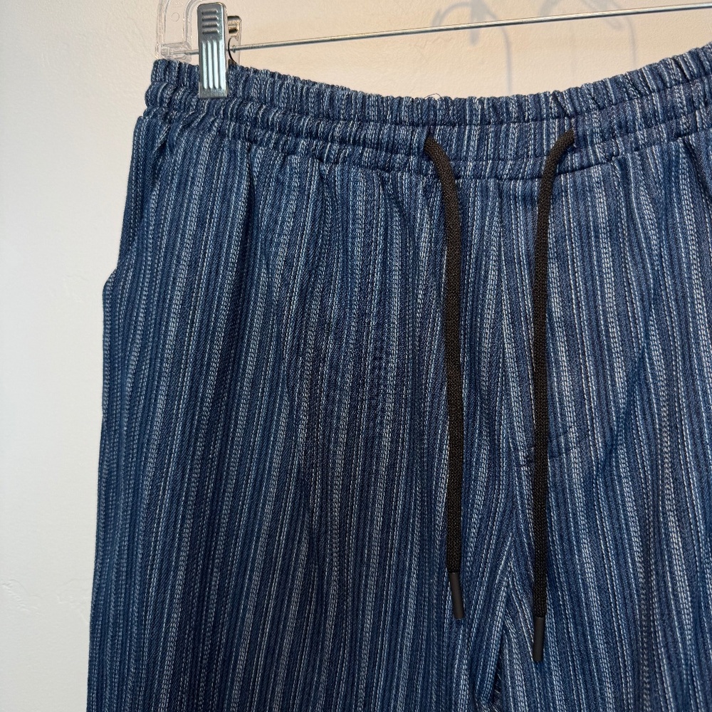 Kidoriman indigo railroad stripe drawstring pants - size M